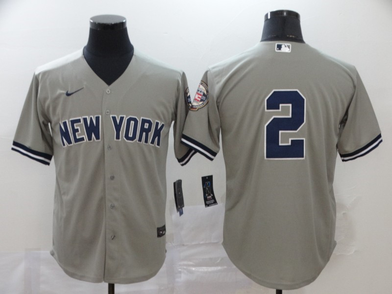 Yankees 2 Derek Jeter Gray Nike 2020 Nike Hall of Fame Induction Cool Base Jersey