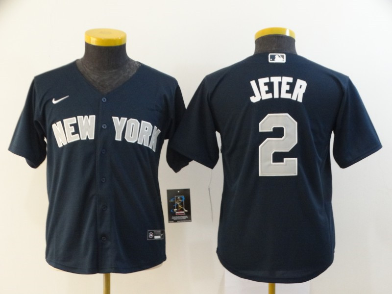 Yankees 2 Derek Jeter Navy Youth 2020 Nike Cool Base Jersey