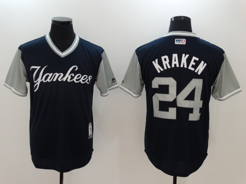 Yankees 24 Gary Sanchez Kraken Majestic Navy 2017 Players Weekend Jersey