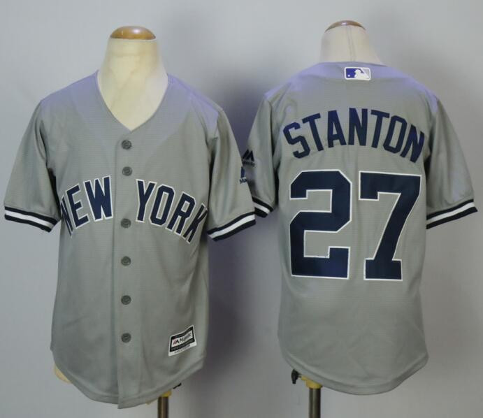 Yankees 27 Giancarlo Stanton Gray Youth Cool Base Jersey