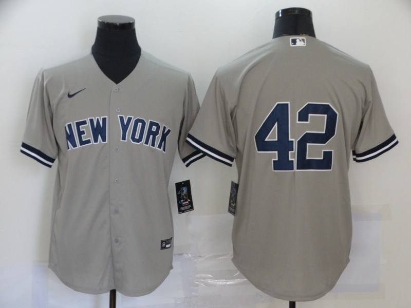 Yankees 42 Mariano Rivera Gray Nike Cool Base Jersey