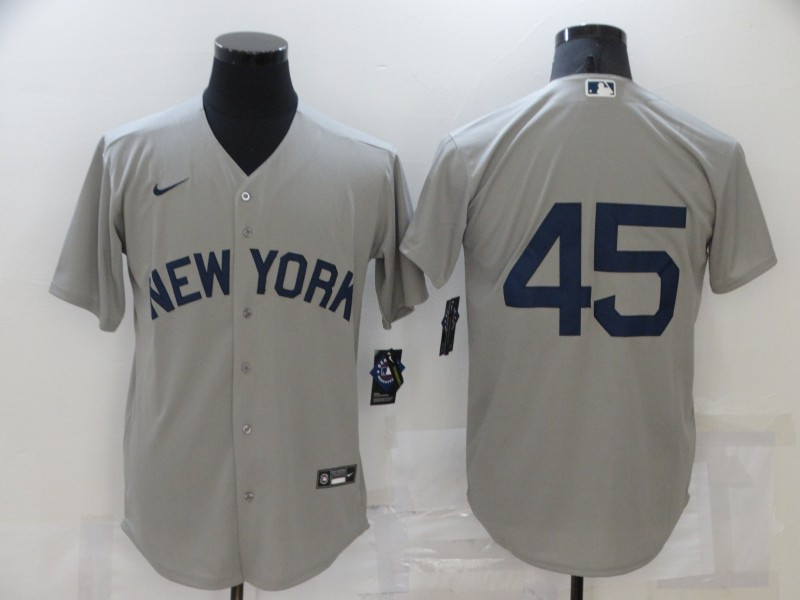 Yankees 45 Gerrit Cole Gray Nike 2021 Field Of Dreams Cool Base Jersey