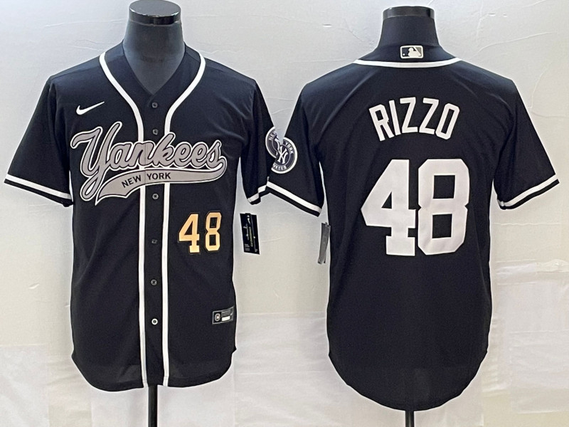 Yankees 48 Anthony Rizzo Number Black Cool Base Jersey