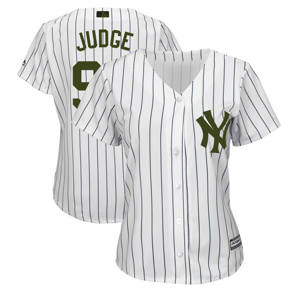 Yankees 99 Aaron Judge White Women 2018 Memorial Day Cool Base Jersey