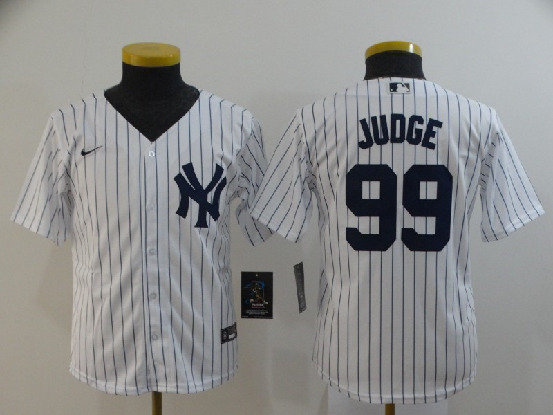 Yankees 99 Aaron Judge White Youth 2020 Nike Cool Base Jersey