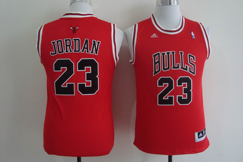 Youth  NBA Chicago Bulls 23 Michael Jordan Black Red Kids Jersey