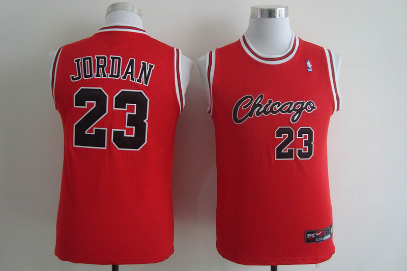 Youth  NBA Chicago Bulls 23 Michael Jordan Black Red Kids Jerseys