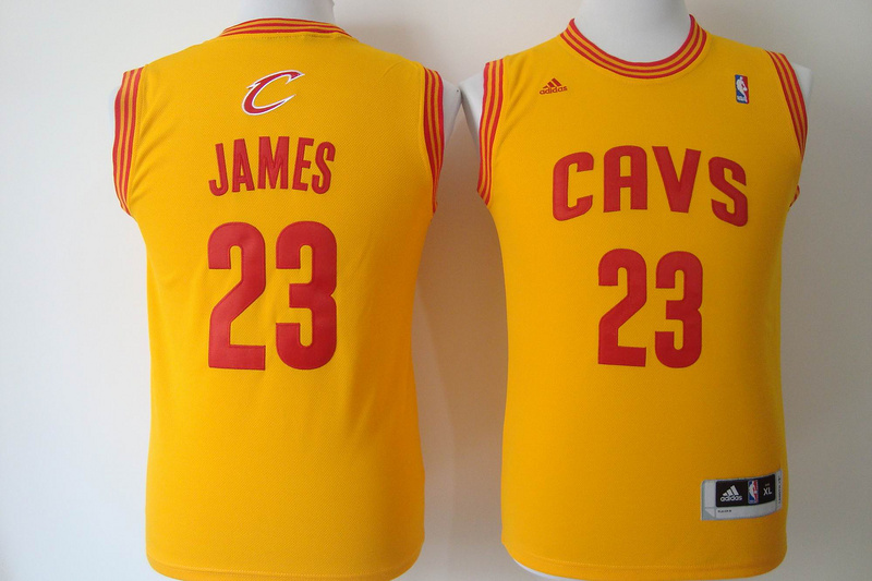 Youth  NBA Cleveland Cavaliers 23 Lebron James New Rev30 Yellow Kids Jersey