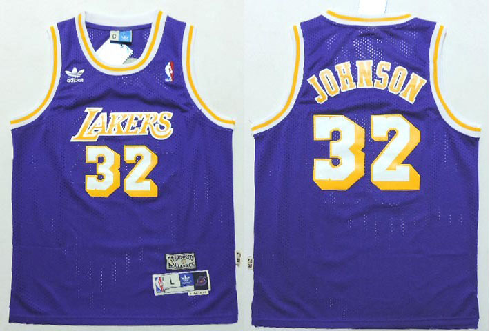 Youth  NBA Los Angeles Lakers 32 Magic Johnson New Rev30 Swingman Throwback Purple Youth Jersey