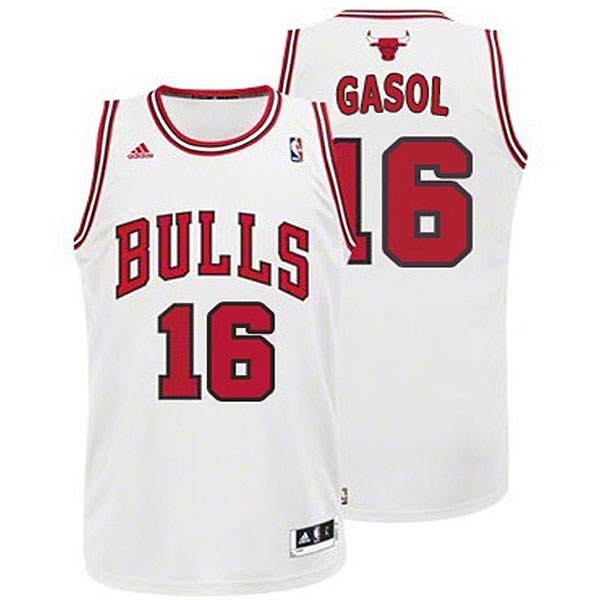 Youth Chicago Bulls 16 Pau Gasol Revolution 30 Swingman Home White Jersey