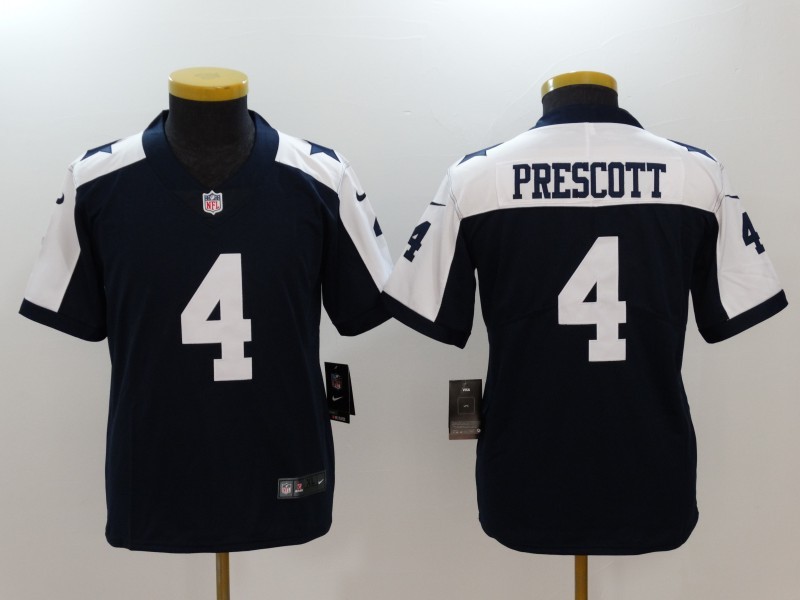 Youth  Dallas Cowboys #4 Dak Prescott 2017 Vapor Untouchable Limited Navy Blue Throwback Alternate NFL Jersey