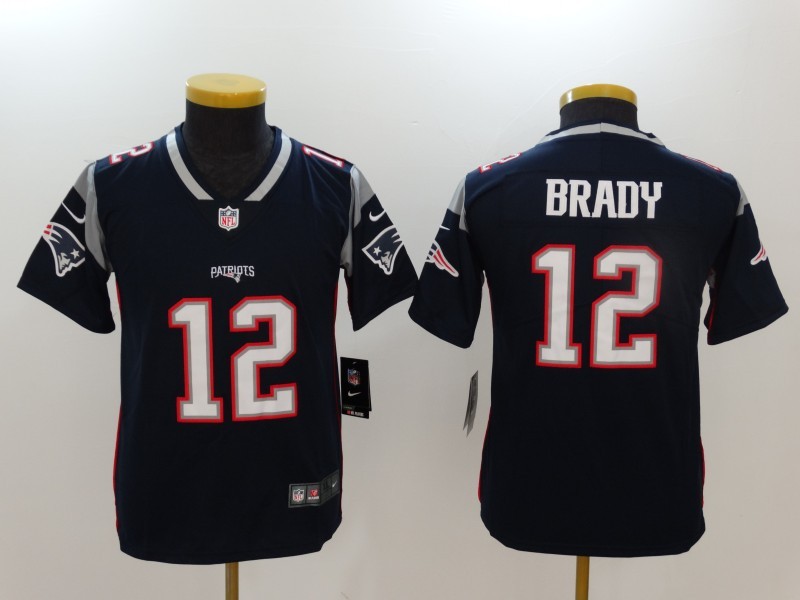 Youth  England Patriots #12 Tom Brady Blue 2017 Vapor Untouchable Limited Stitched Jersey