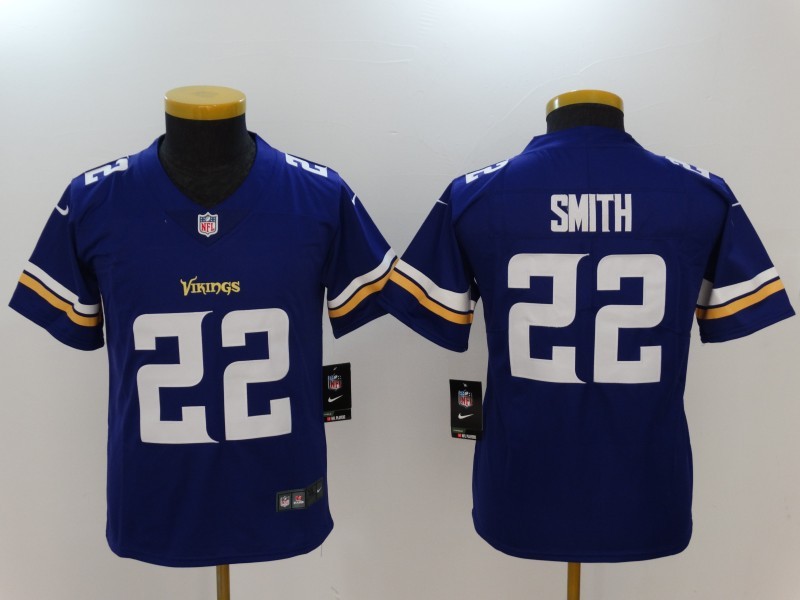 Youth  Minnesota Vikings #22 Harrison Smith Purple 2017 Vapor Untouchable Limited Stitched Jersey