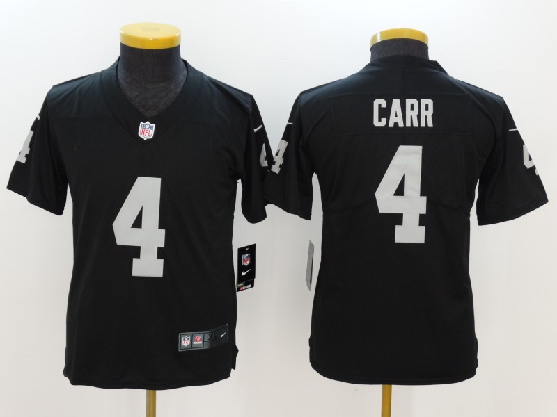 Youth  Oakland Raiders #4 Derek Carr Black 2017 Vapor Untouchable Limited Stitched Jersey