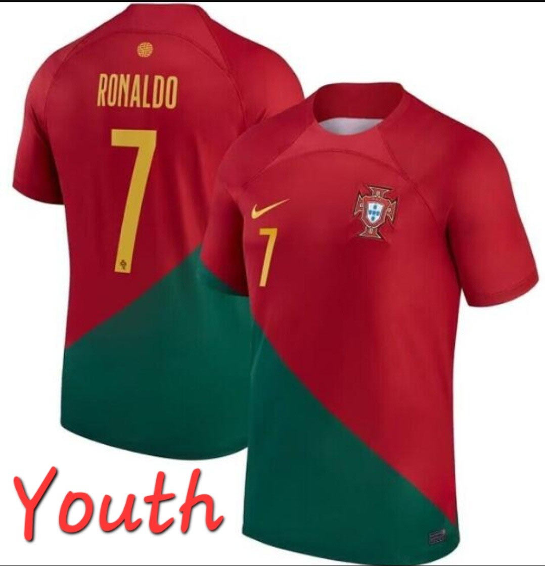 Youth Portugal Team 7 Cristiano Ronaldo Red Green Soccer Jersey