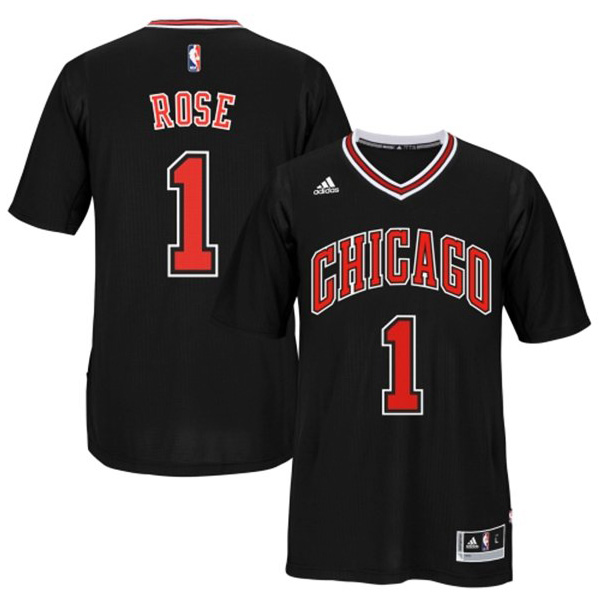 Chicago Bulls #1 Derrick Rose 2015 Pride Swingman Black Short Sleeve Jersey