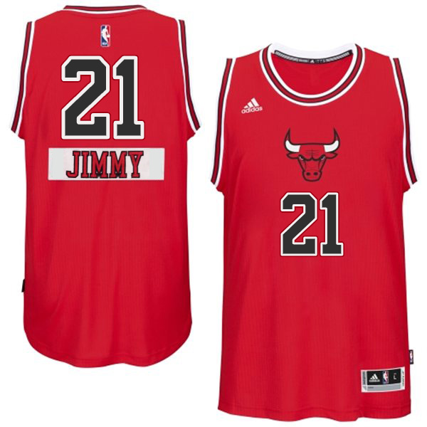 Chicago Bulls #21 Jimmy Butler Christmas Day X mas Big Logo Swingman Red Jersey