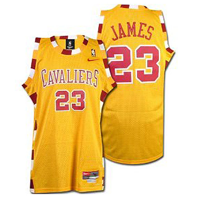 Cleveland Cavaliers #23 Lebron James Hardwood Classic Throwback Yellow Jersey