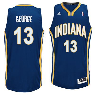 Indiana Pacers #13 Paul George Revolution 30 Swingman Road Navy Blue Jersey