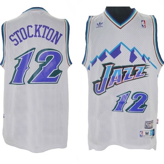 Utah Jazz #12 John Stockton White Mountains Jersey