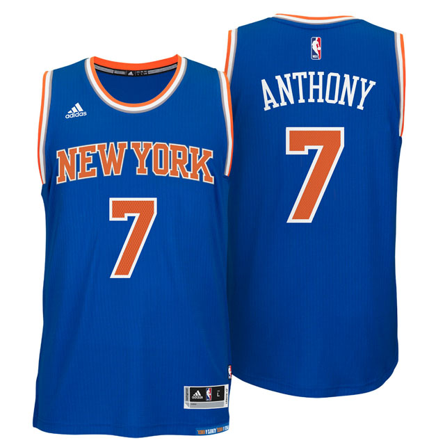 New York Knicks #7 Carmelo Anthony 2014 15 New Swingman Road Blue Jersey