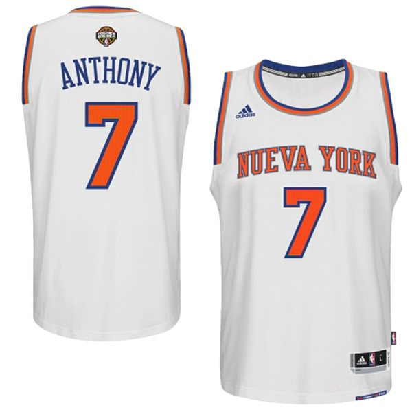 New York Knicks #7 Carmelo Anthony 2014 15 Noches Enebea Swingman Home White Jersey