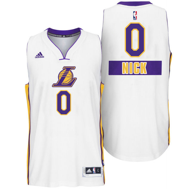 Los Angeles Lakers #0 Nick Young Christmas Day X mas Big Logo Swingman White Jersey