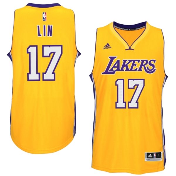 Los Angeles Lakers #17 Jeremy Lin 2014 15 New Swingman Home Gold Jersey