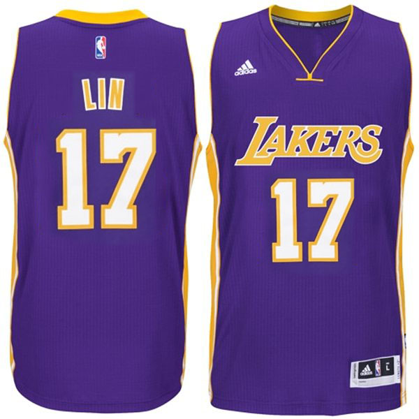 Los Angeles Lakers #17 Jeremy Lin 2014 15 New Swingman Road Purple Jersey