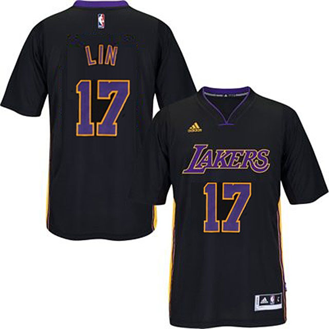 Los Angeles Lakers #17 Jeremy Lin 2014 15 Pride New Swingman Black Short Sleeve