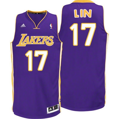 Los Angeles Lakers #17 Jeremy Lin Revolution 30 Swingman Road Purple Jersey