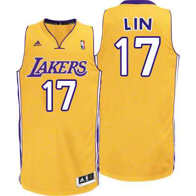 Los Angeles Lakers #17 Jeremy Lin Revolution 30 Swingman Gold Jersey