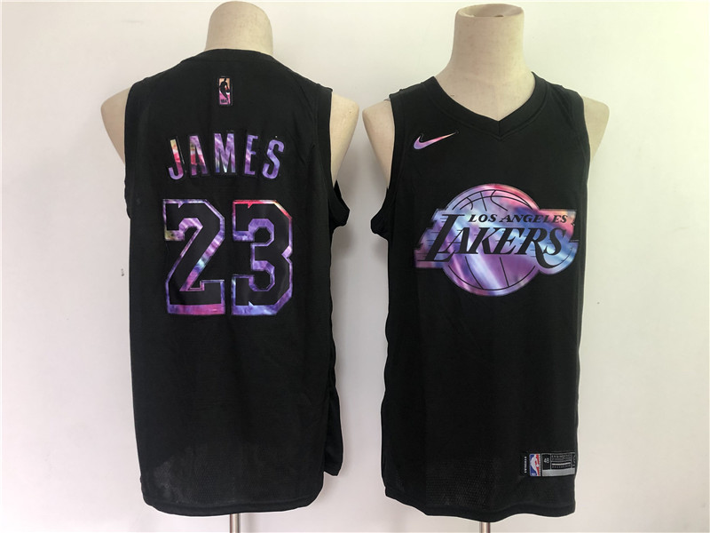 lebron james lakers black iridescent 2021 hwc limited jersey