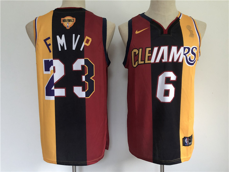 lebron james red gold 2020 fmvp heat cavaliers split dual number jersey