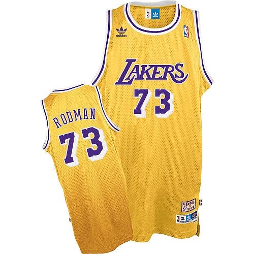 Los Angeles Lakers #73 Dennis Rodman Gold Jersey