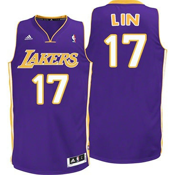 Youth Los Angeles Lakers #17 Jeremy Lin Revolution 30 Swingman Road Purple Jersey