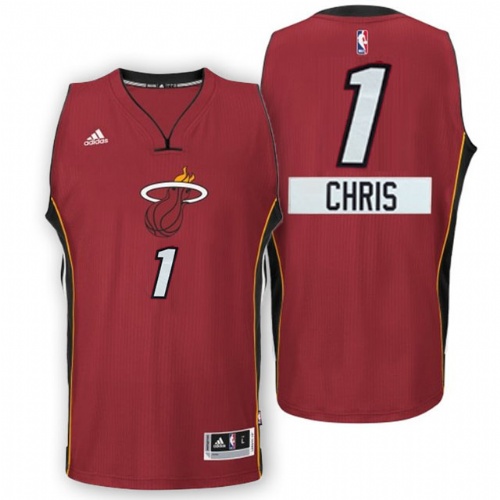 Miami Heat #1 Chris Bosh 2014 15 Christmas Day Big Logo Swingman Red Jersey