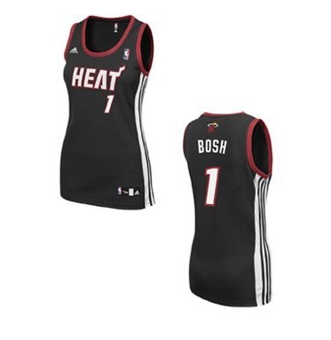 Miami Heat #1 Chris Bosh Women's Replica Black Jersey