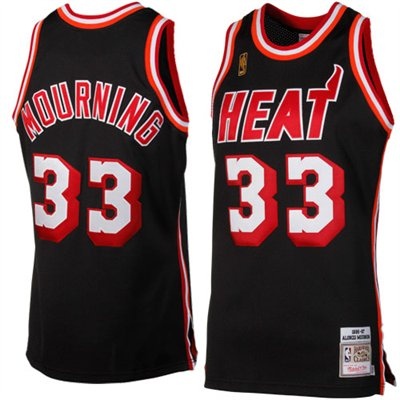 Miami Heat #33 Alonzo Mourning Hardwood Classics Throwback Black Swingman Jersey