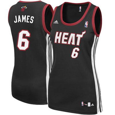 Miami Heat #6 LeBron James Women's Black Jersey