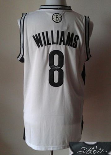 Revolution 30 Autographed Nets #8 Deron Williams White Stitched NBA Jersey