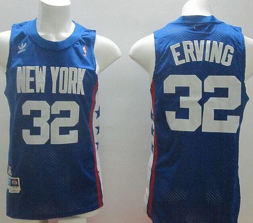 Nets #32 Julius Erving Blue ABA Retro Swingman Throwback Stitched NBA Jersey