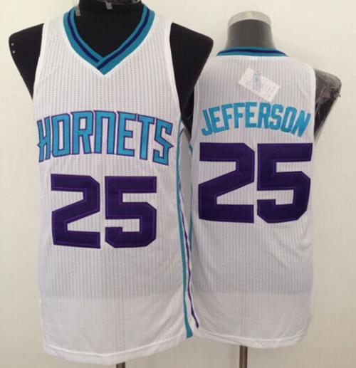 Revolution 30 Hornets #25 Al Jefferson White Stitched NBA Jersey