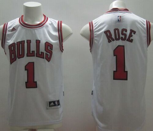 Bulls #1 Derrick Rose Stitched White NBA Jersey