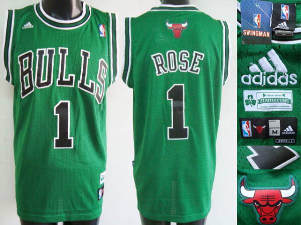 Bulls #1 Derrick Rose Stitched Green NBA Jersey
