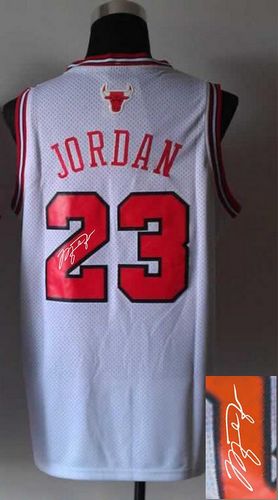 Revolution 30 Autographed Bulls #23 Michael Jordan White Stitched NBA Jersey