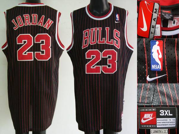 Bulls #23 Michael Jordan Stitched Black Red Strip NBA Jersey