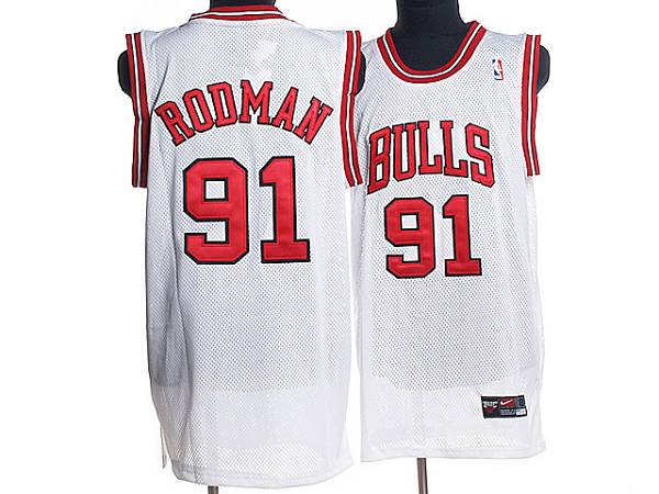 Bulls #91 Dennis Rodman Stitched White NBA Jersey