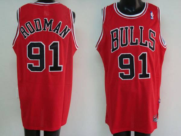 Bulls #91 Dennis Rodman Stitched Red NBA Jersey