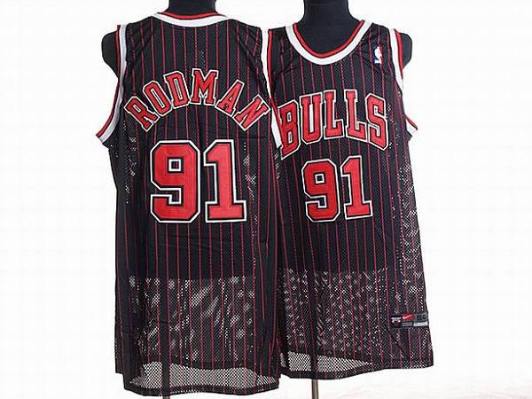 Bulls #91 Dennis Rodman Stitched Black NBA Jersey